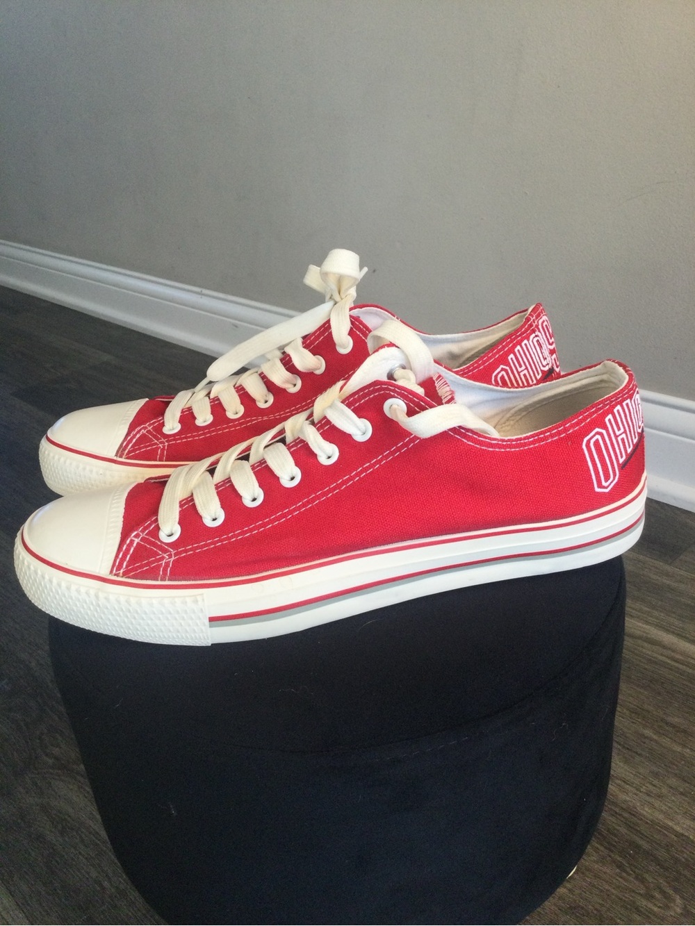 Ohio State Red and White Low-Top Canvas Sneakers